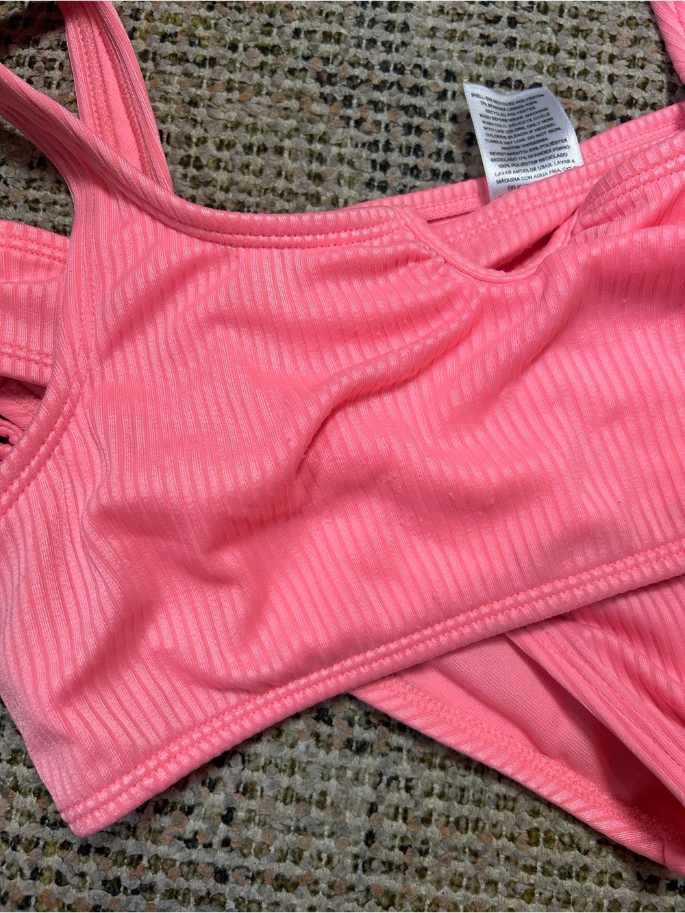 art class Coral Pink Ribbed Crop Bikini Set - Picture 3 of 5